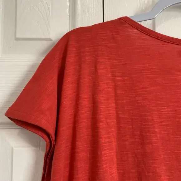 prAna red ribbed front tie neck Ocupas Popover Top Large - Picture 5 of 9